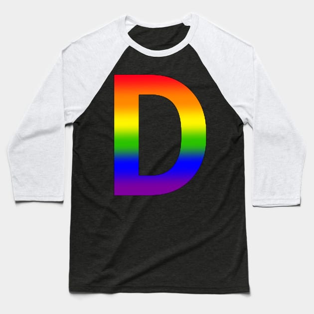 Rainbow Letter D Baseball T-Shirt by JennaBunnies